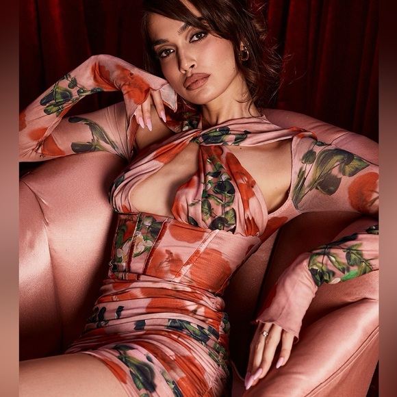 ADANNA ROSE PRINT CORSET MINI DRESS - SIZE MEDIUM - Picture 3 of 12